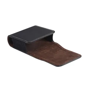 Black leather folding phone holster case compatible with galaxy z flip smartphones pocket pouch