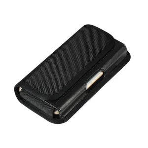 Black nylon mobile phone waist bag horizontal holster belt loop pouch case for men