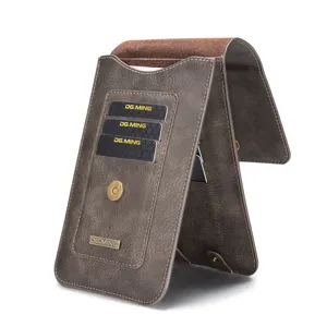 Universelle 6,5 Zoll doppelte Leder Handytasche Gürteltasche mit Kartenfächern und Klappdeckel Design.