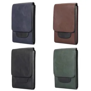 Pochette de Ceinture Universelle en Cuir PU pour Téléphone Homme Motif Cheval Étui Vertical avec Rabat Magnétique Holster