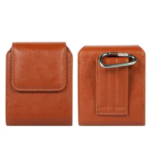 Étui de sac de taille pour téléphone pliable en cuir avec boucle de ceinture et mousqueton.