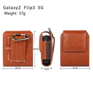 Étui étui ceinture en cuir pour Galaxy Z Flip3 avec boucle de ceinture et mousqueton.