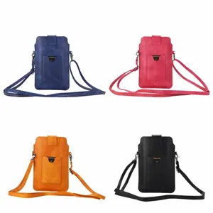 Universele PU lederen crossbody telefoontas met riem en voorvak in verschillende kleuren.