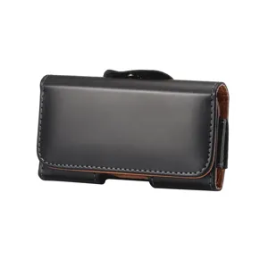 Étui de Ceinture en Cuir PU Brillant pour Téléphone Portable Clip de Ceinture Horizontal Pour iPhone Samsung Huawei 6.3 Pouces Universel Holster de Smartphone