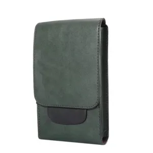 Étui de ceinture pour téléphone en cuir vert foncé pour hommes pochette multifonction.