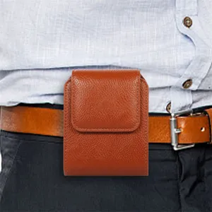 Sac de taille en cuir de qualité pour téléphones pliables, design rabat avec texture litchi.