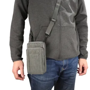 Marsupio per Cellulare in Nylon Multifunzionale Multitasche Custodia da Cintura Sportiva Borsa a Tracolla Tattica da Uomo All'aperto