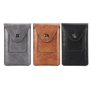 Universelle Herren Kunstleder Handytasche mit Kartenfach und Druckknopf in drei Farben.