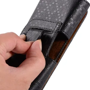 Schwarze Leder Handy Gürteltasche horizontale Schutzhülle mit Gürtelclip für täglichen Gebrauch.
