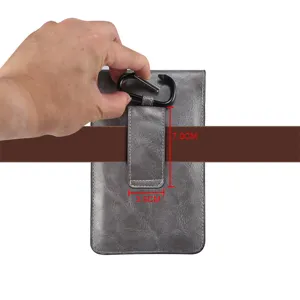 Universelle Leder-Handytasche mit Gürtelschlaufe und Karabiner für den täglichen Gebrauch.