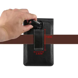 Herren Universal Handy Tasche Holster Etui mit Gürtelclip und Karabiner Detailansicht.