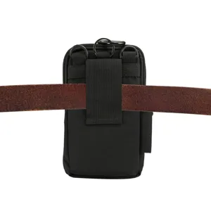 Marsupio tattico nero per cellulare con passante per cintura, borsa resistente.