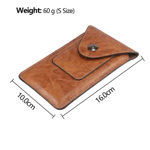 Herren braune PU Leder Handy Tasche Gürteltasche mit Kartenfach 16x10cm Größe S leicht