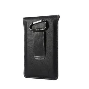 Schwarze Handy-Ledertasche für Herren Universal Gürteltasche mit Gürtelclip und Karabiner