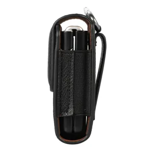 Étui de téléphone en cuir noir sac de taille universel avec boucle de ceinture et crochet