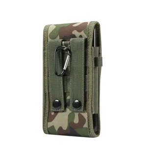 Étui de téléphone tactique camouflage avec mousqueton, sacoche universelle pour smartphones.