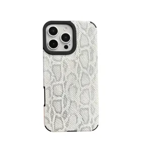 Coque de téléphone aimantée effet serpent compatible iPhone Pro Max, étui de protection.