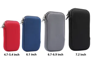 Custodia elastica universale in neoprene con zip per smartphone per dispositivi da 4.7 a 7.2 pollici.