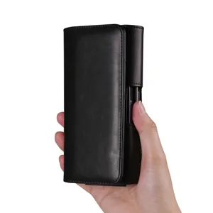 Heren dubbellaags verticale PU leer telefoon riem tas holster voor 5.5-6.7 inch groot