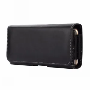 Men black PU leather phone holster belt pouch universal vertical phone case with belt loop