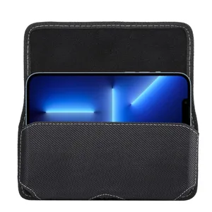 Durable nylon cell phone belt holster horizontal pouch for men outdoor daily work use.