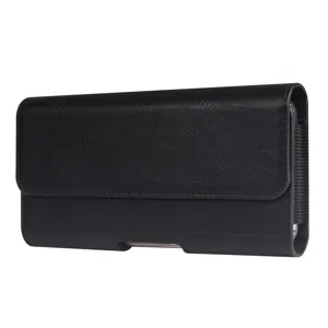 Universelle horizontale Handy-Gürteltasche aus schwarzem PU-Leder mit Magnetverschluss.