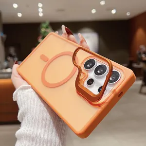 Coque de téléphone MagSafe en silicone avec support de caméra métal pour Samsung Galaxy