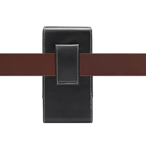 Vertikale Leder Handytasche Detailansicht, universelle Gürtelclip Tasche für den täglichen Gebrauch.