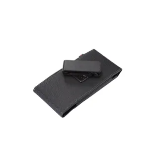 Vertical faux leather phone holster waist pouch with belt clip and card slots black