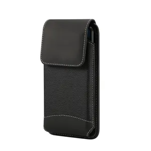 Universelle vertikale Handy-Gürteltasche für Herren, robustes Oxford-Gewebe und Leder.