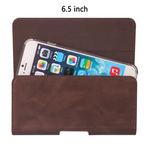 Universelle braune PU Leder Handytasche Schutzhuelle fuer 6.5 Zoll Smartphones mit Magnet.