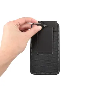 Langlebige Oxford-Stoff Herren vertikale Handy-Gürteltasche mit Gürtelclip und Karabiner.