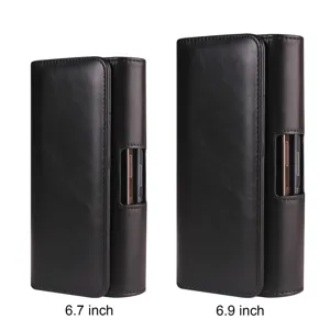 Universele Heren Riemlus Telefoon Heuptasje PU-Leer Verticaal Dubbellaags Hoesje Tas Voor Smartphone Pasjeshouder