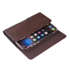 Braune PU Leder Handyhülle Vintage Flip Cover universelle Schutzhülle Brieftasche Case