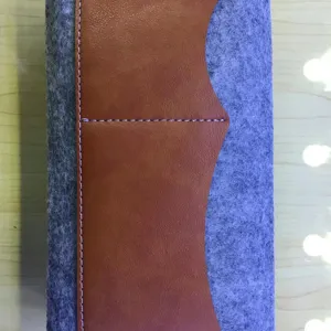 Felt phone bag women clutch brown leather splicing minimalist storage pocket portable case