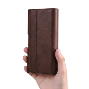 Braune PU Leder vertikale Handy Holster Tasche, langlebige Schutzhülle für Smartphone.