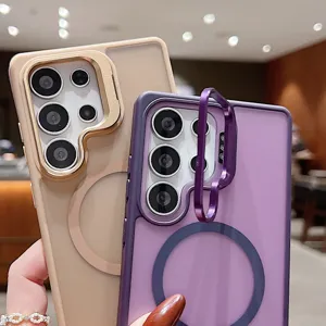 Coque de téléphone magnétique avec support de caméra en métal pour Samsung Galaxy antichoc.
