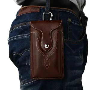 Braune Leder Handytasche für Gürtel, Outdoor Hüfttasche Etui Tasche für Smartphones.