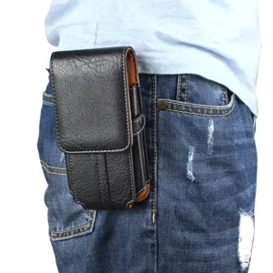 Universal Faux Leather Phone Wallet Bag With Belt Clip Stone Pattern Card Holder Vertical Mobile Phone Belt Pouch Outerwear Waist Case