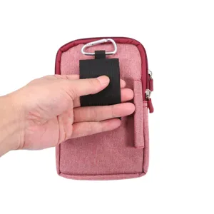 Universele 6.5 inch canvas telefoon heuptasje tasje met riemlus en metalen karabijnhaak