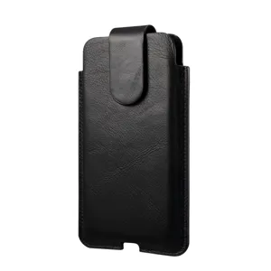 Schwarze Leder Handytasche für Gürtel, tragbare Taillenholster Tasche mit Magnetverschluss.