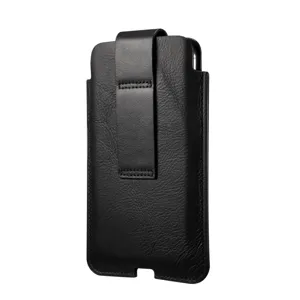 Schwarze Leder Handytasche mit Gürtelclip, universelle vertikale Schutztasche Etui.