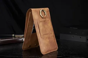 Universelle 6.5 Zoll doppelschichtige Leder Handytasche Taillentasche Detailansicht