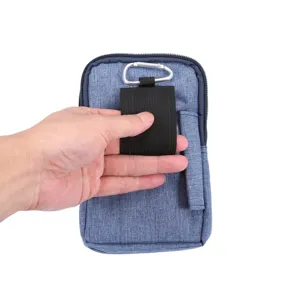 Universeel 6.5 inch waterdicht canvas telefoon tasje achterkant met riemlus en handige karabijnhaak.