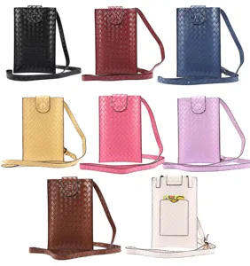 Borsa tracolla telefono pelle intrecciata custodia cellulare universale elegante nuova.