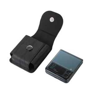 Funda vertical de cuero genuino de vaca para teléfono con práctico cierre magnético.