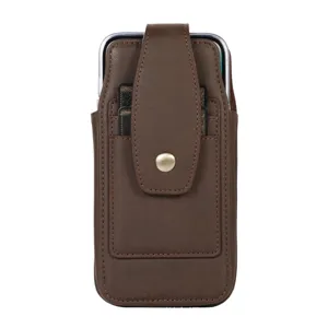 Funda vertical de PU para teléfono con ranuras para tarjetas y práctico cierre de botón.