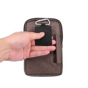 Universele 6.5 inch waterdichte canvas mobiele telefoon tas taille riem tas met karabijnhaak.
