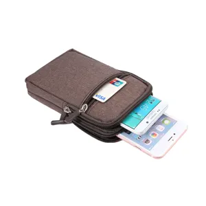 Universeel 6.5 inch waterdicht canvas rits telefoon tasje multifunctionele heuptas detail.