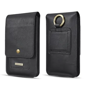 Universelle 6.5 Zoll doppelte Leder Handy Holster Tasche in schwarz mit Gürtelschlaufe